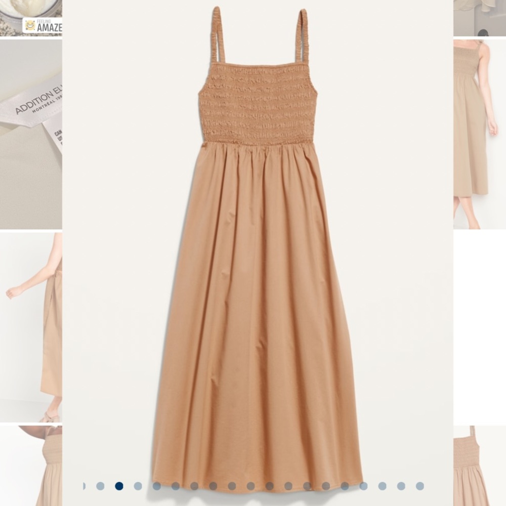 Old Navy Fit & Flare Sleeveless Cotton-Poplin Smocked-Bodice Midi Dress